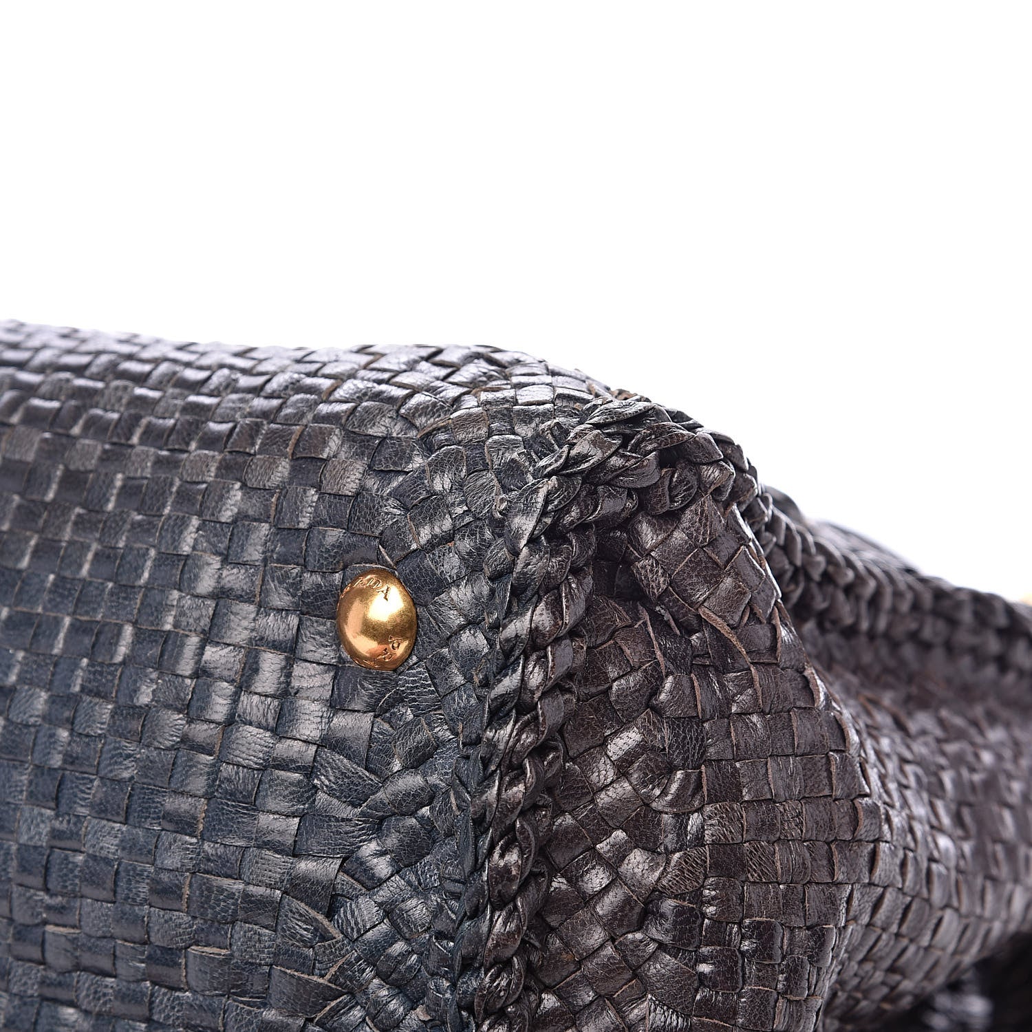 Prada Goatskin Woven Medium Tote Moro 10 of 13