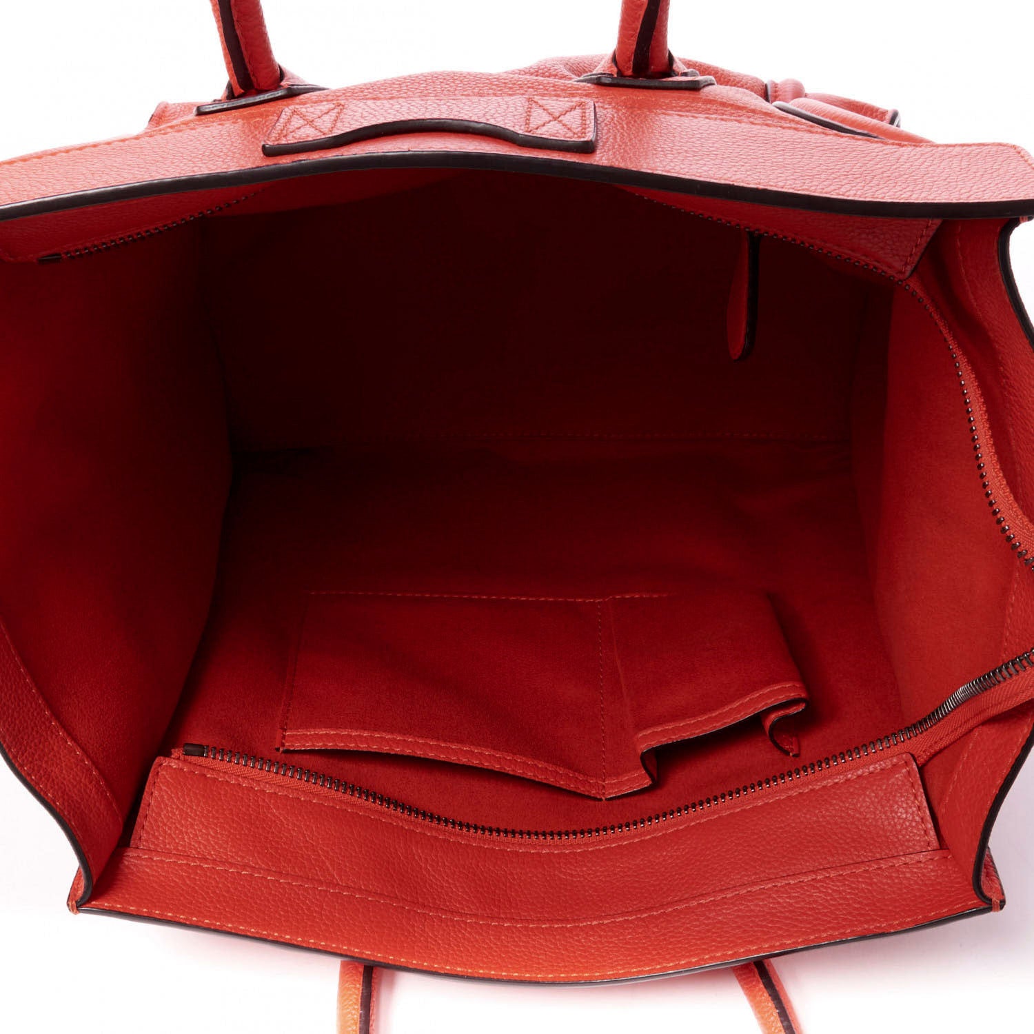 Celine Drummed Calfskin Mini Luggage Vermillion 4 of 8