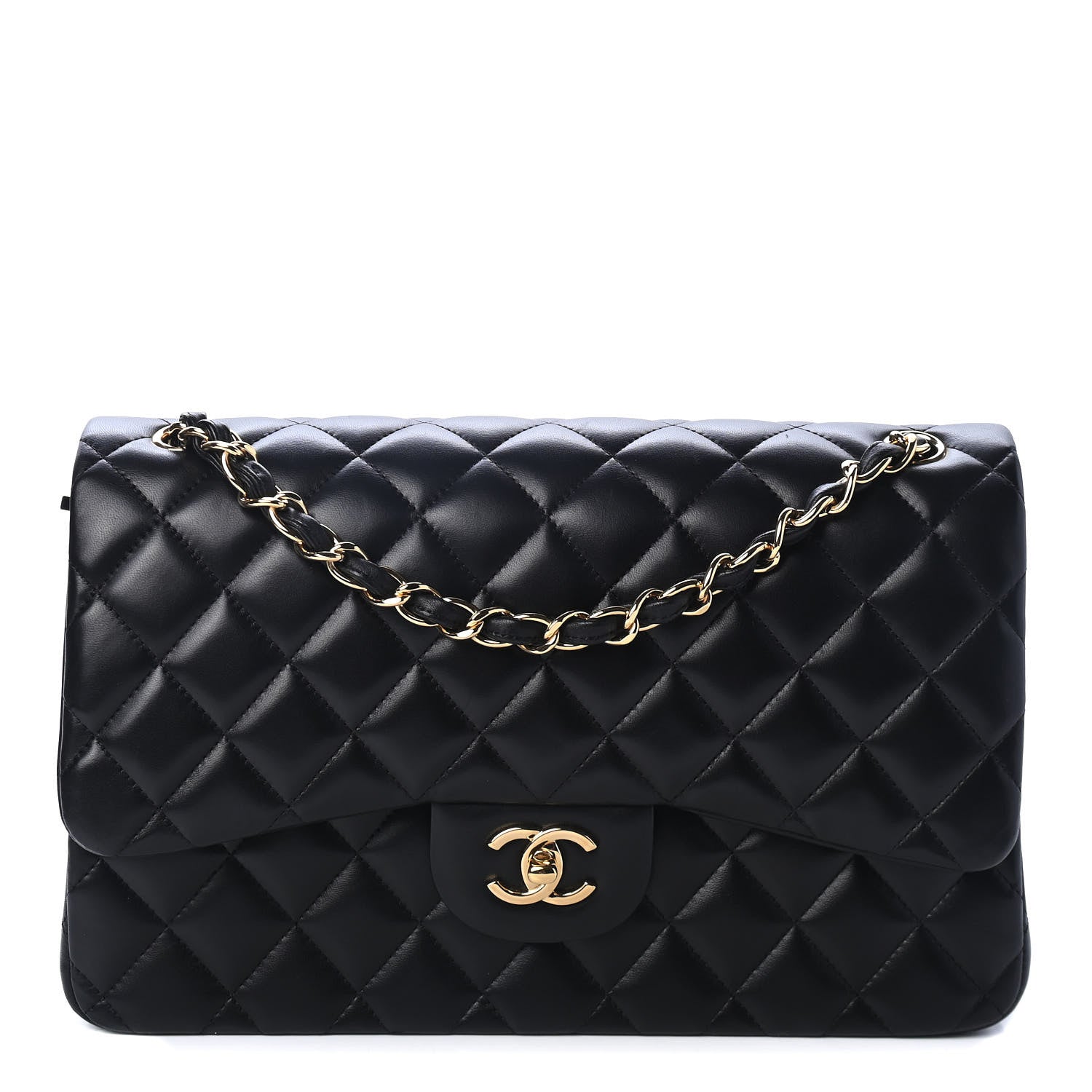 Chanel Lambskin Quilted Jumbo Double Flap Black 1 of 4