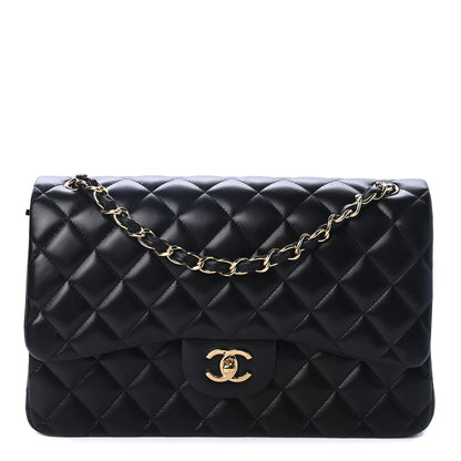 Chanel Lambskin Quilted Jumbo Double Flap Black 1 of 4
