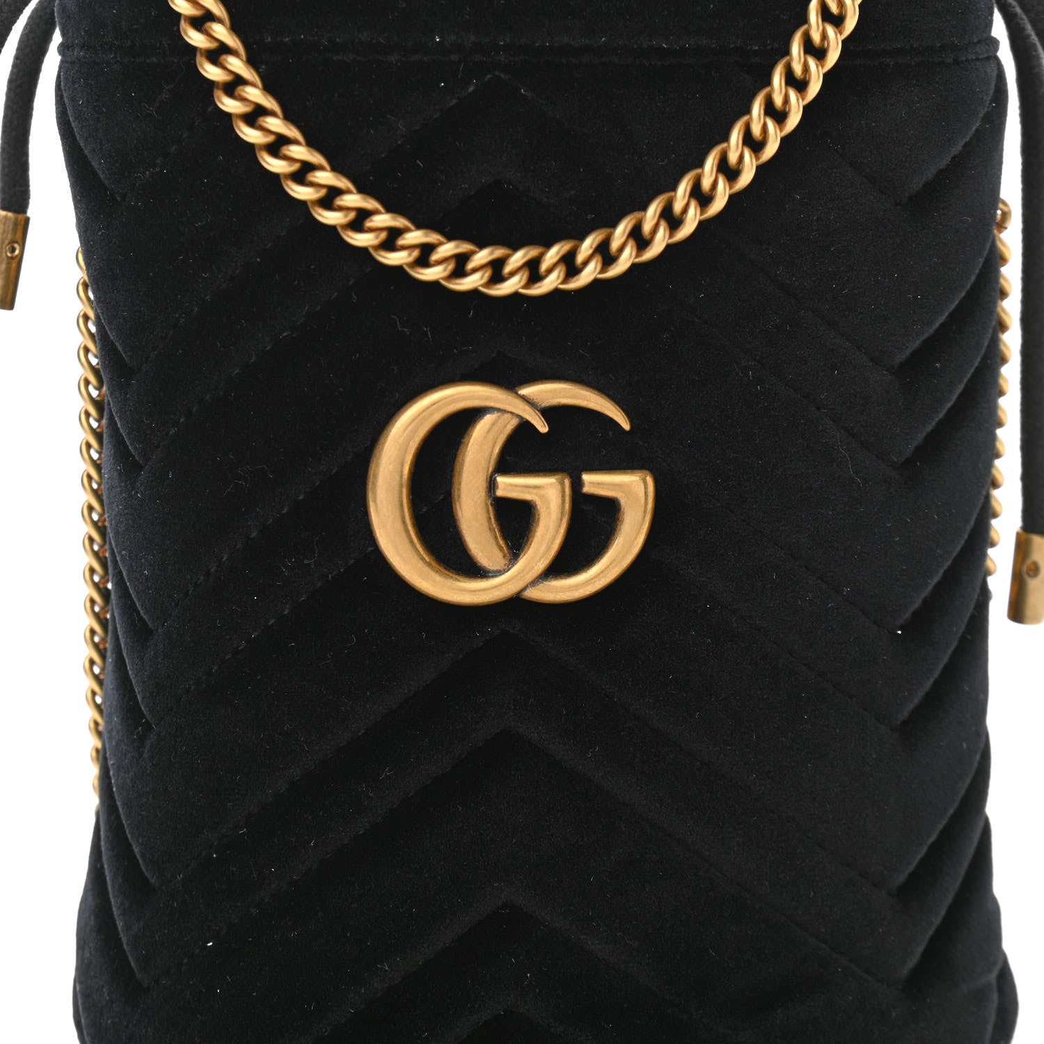 Gucci Velvet Matelasse Mini GG Marmont 2.0 Bucket Bag Black 8 of 11