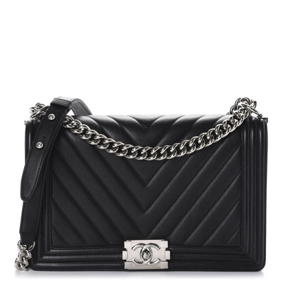 Chanel Lambskin Chevron Quilted New Medium Boy Flap Black 1 of 15