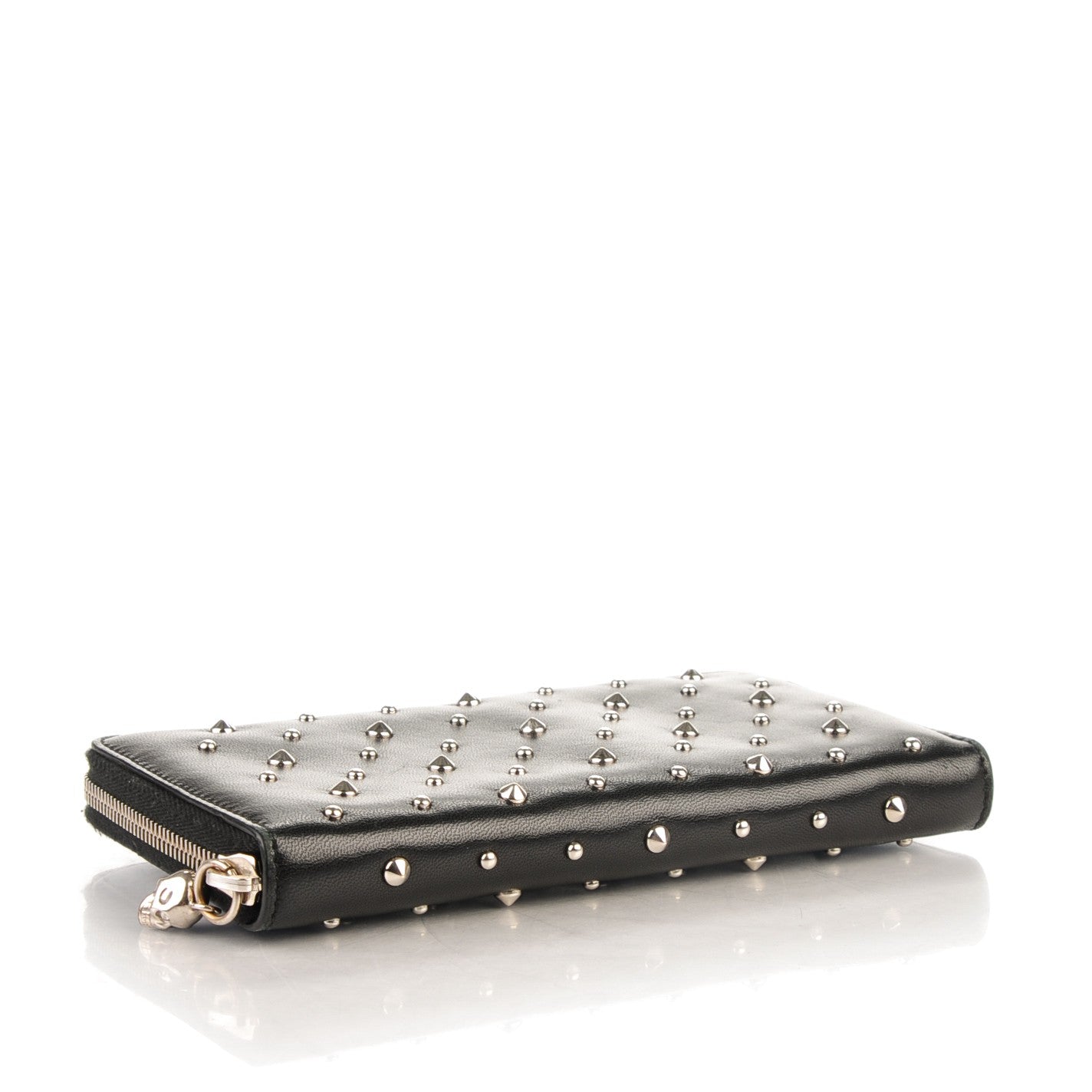 Alexander McQueen Nappa Studded Skull Zip Around Wallet Black 4 of 7