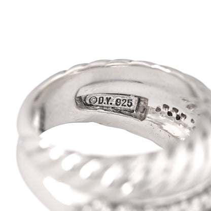 David Yurman Sterling Silver Diamond Thoroughbred Cable Wrap Ring 54 7 5 of 5