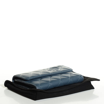 Chanel Calfskin Quilted Short Flap Wallet Blue 4 of 9