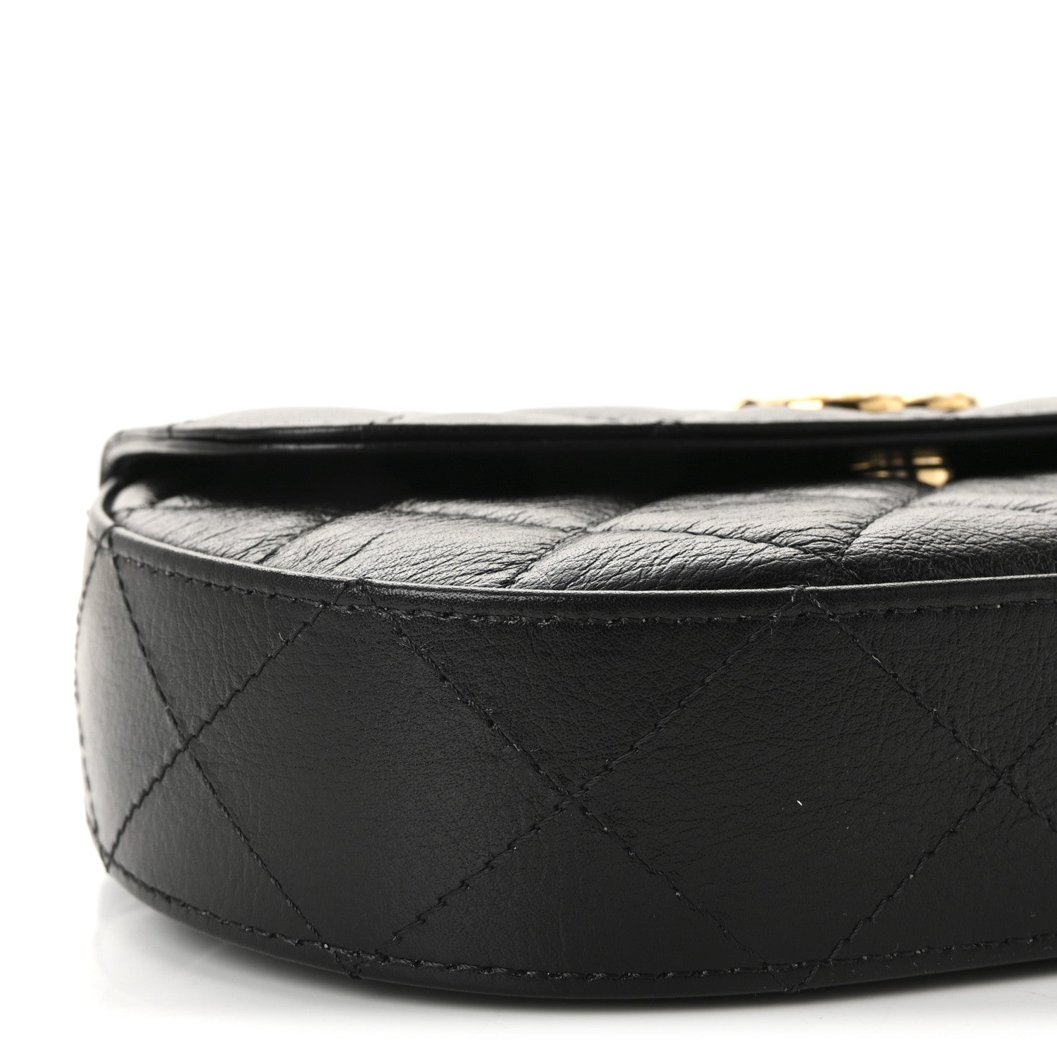 Chanel Shiny Aged Calfskin Quilted Flap Phone Holder With Chain Black 10 of 12