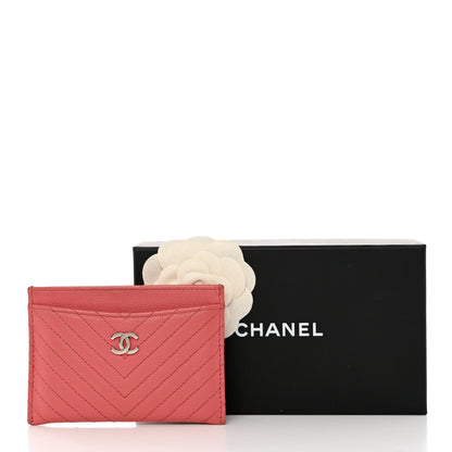 Chanel Caviar Chevron Quilted Card Holder Pink 14 of 14