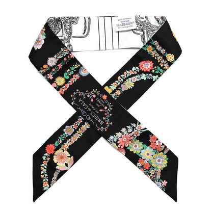 Hermes Silk Brides de Gala en Fleurs Twilly Black Multicolor White 1 of 4