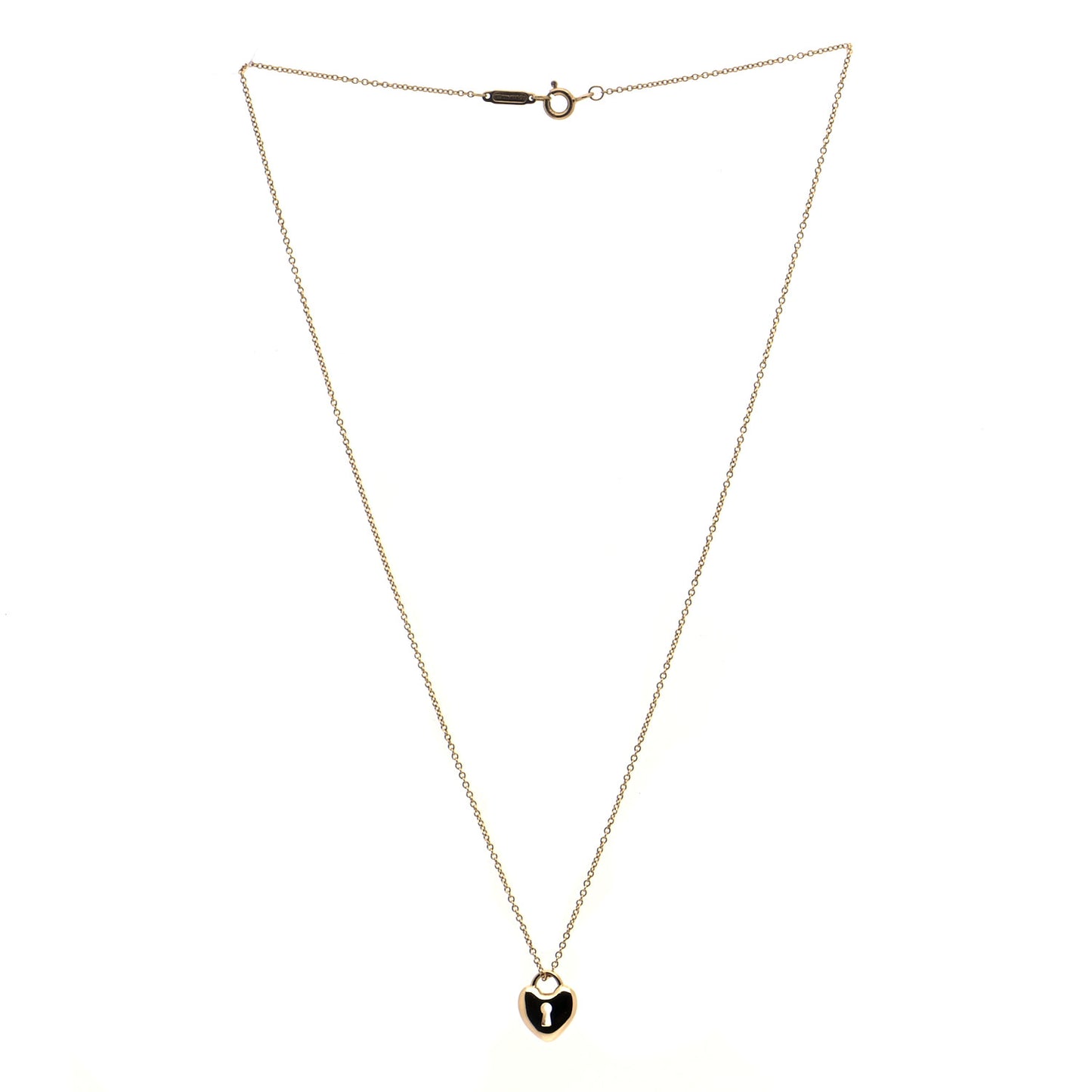 18K Yellow Gold Mini Heart Lock Pendant Necklace