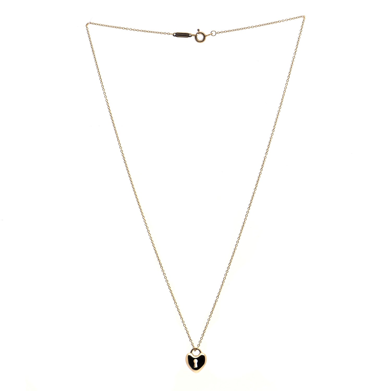 Tiffany 18K Yellow Gold Mini Heart Lock Pendant Necklace 3 of 5