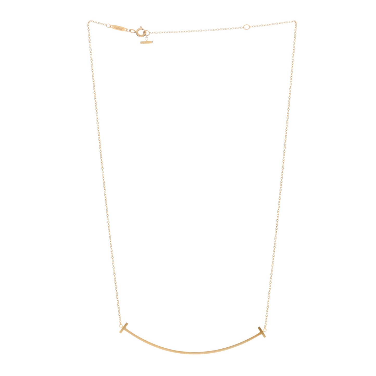 18K Yellow Gold Large T Smile Pendant Necklace