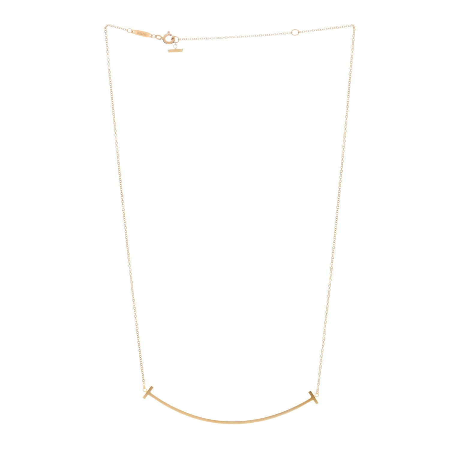 Tiffany 18K Yellow Gold Large T Smile Pendant Necklace 2 of 4