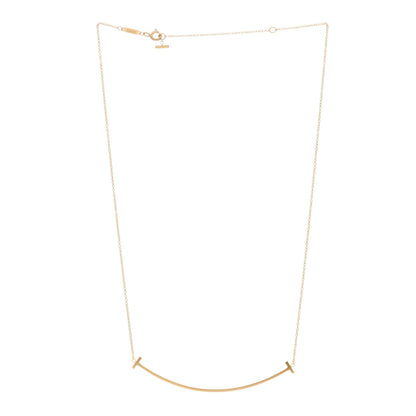 Tiffany 18K Yellow Gold Large T Smile Pendant Necklace 2 of 4