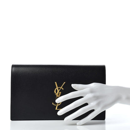 Saint Laurent Grain De Poudre Classic Monogram Kate Clutch Black 2 of 7