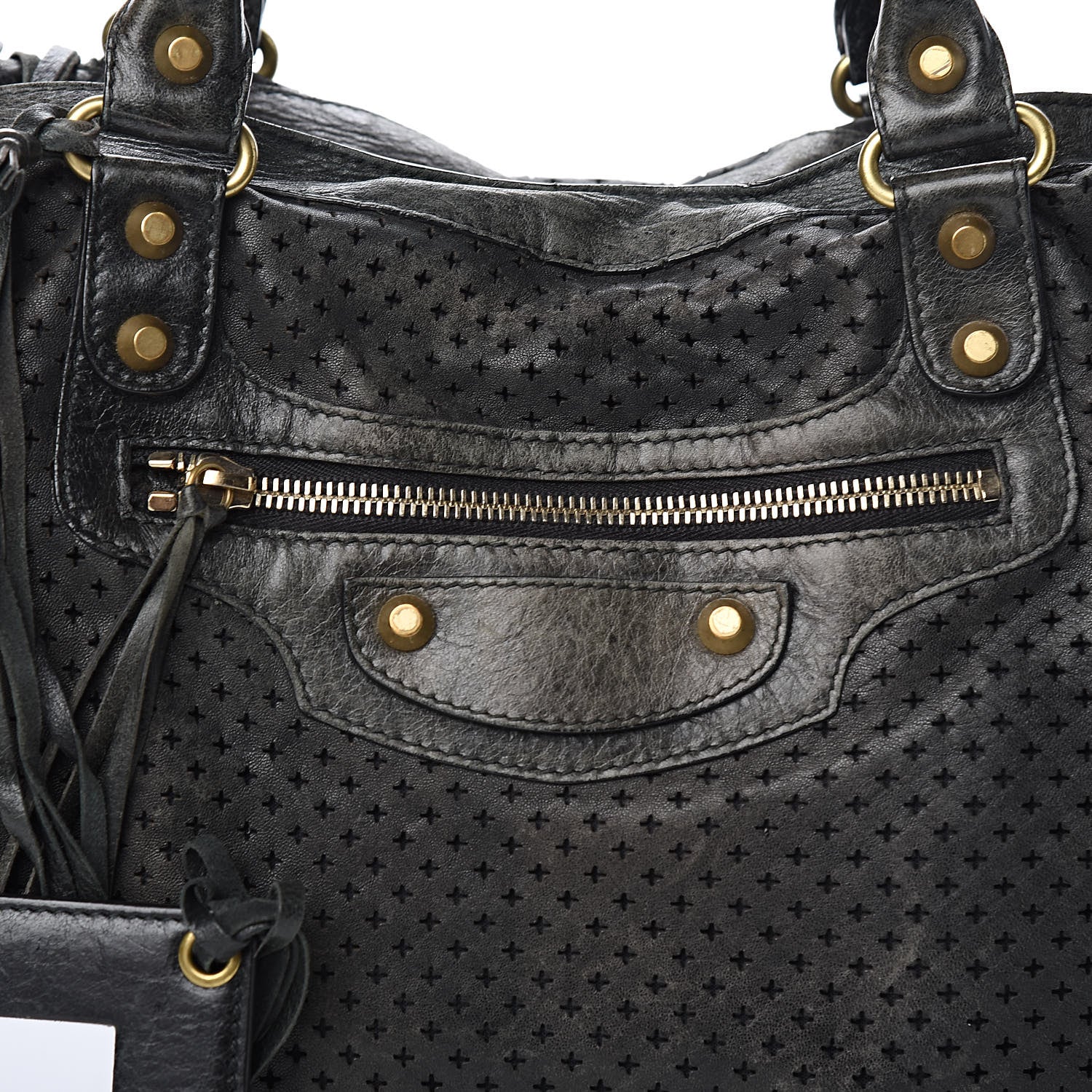Balenciaga Agneau Laser Cut Cross Classic Gold Hardware City Black 15 of 17