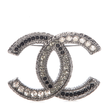 Chanel Ruthenium Crystal CC Brooch Black 1 of 3