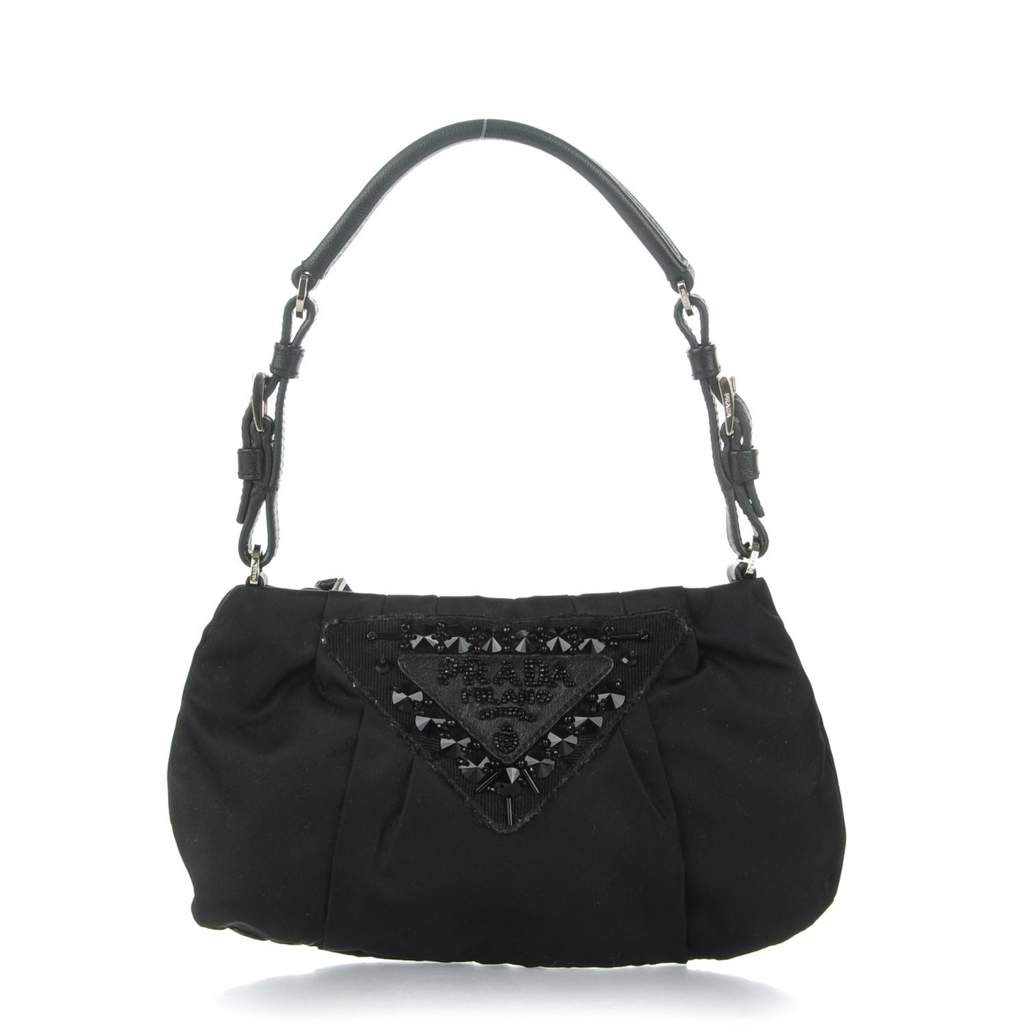 Tessuto Nylon Bead Evening Bag Black