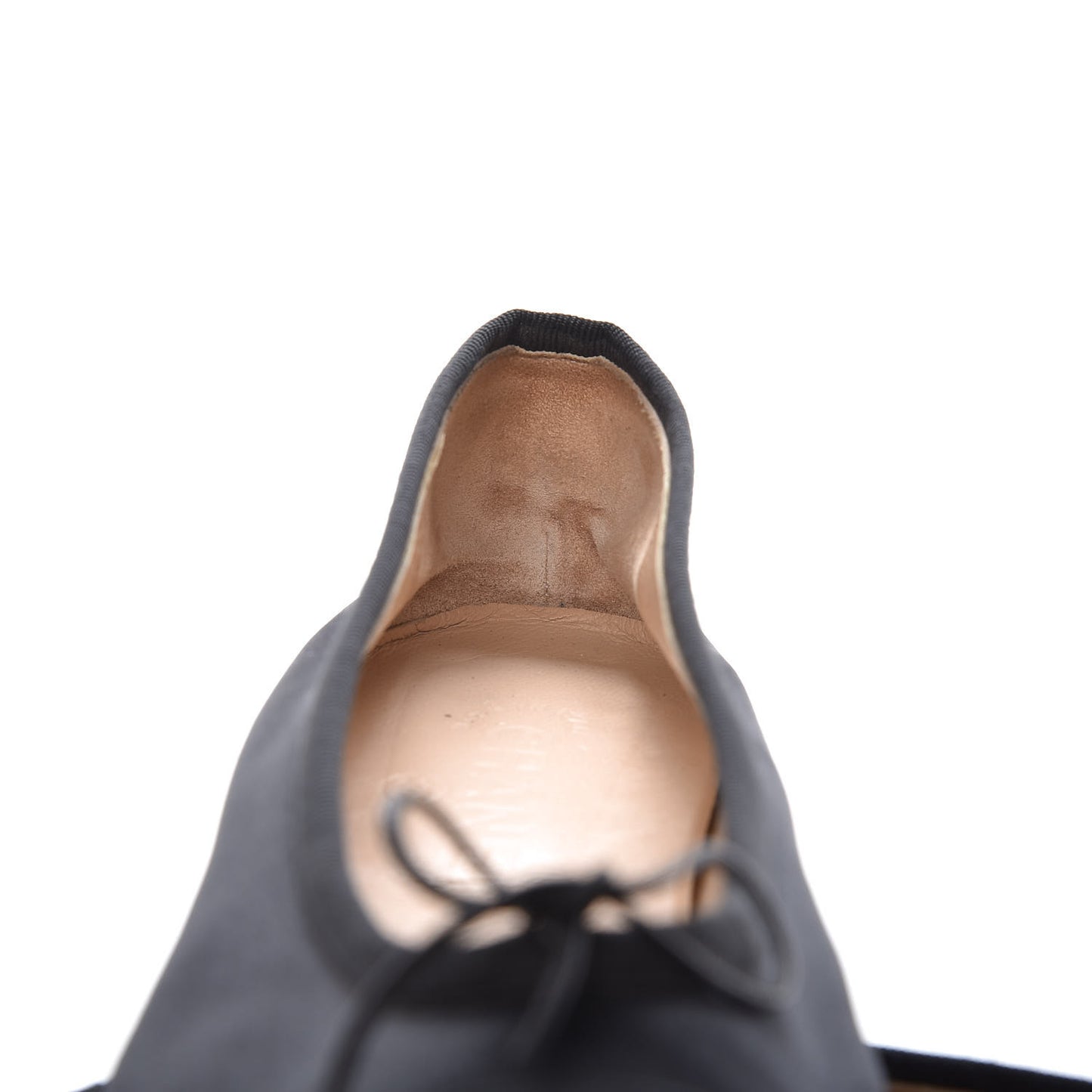 Satin Patent Cap Toe Ballerina Flats 39.5 Black