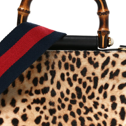 Gucci Calf Hair Bamboo Web Leopard Print Mini Nymphaea Top Handle Bag 8 of 11