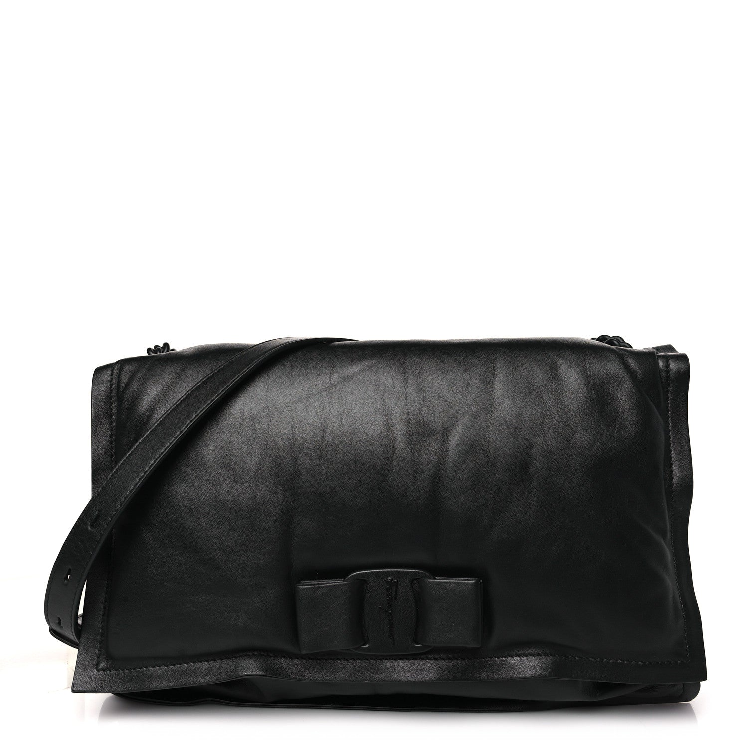 Salvatore Ferragamo Calfskin Small Viva Bow Shoulder Bag Black 1 of 10