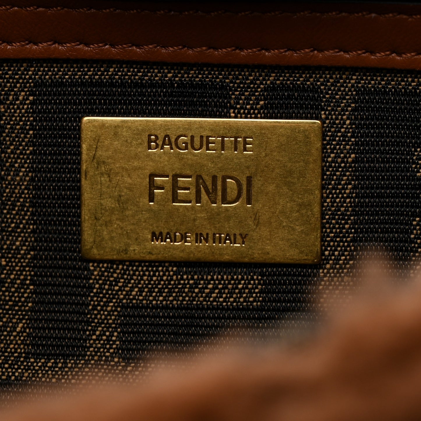 Shearling Lambskin Midi Chain Baguette Caramello