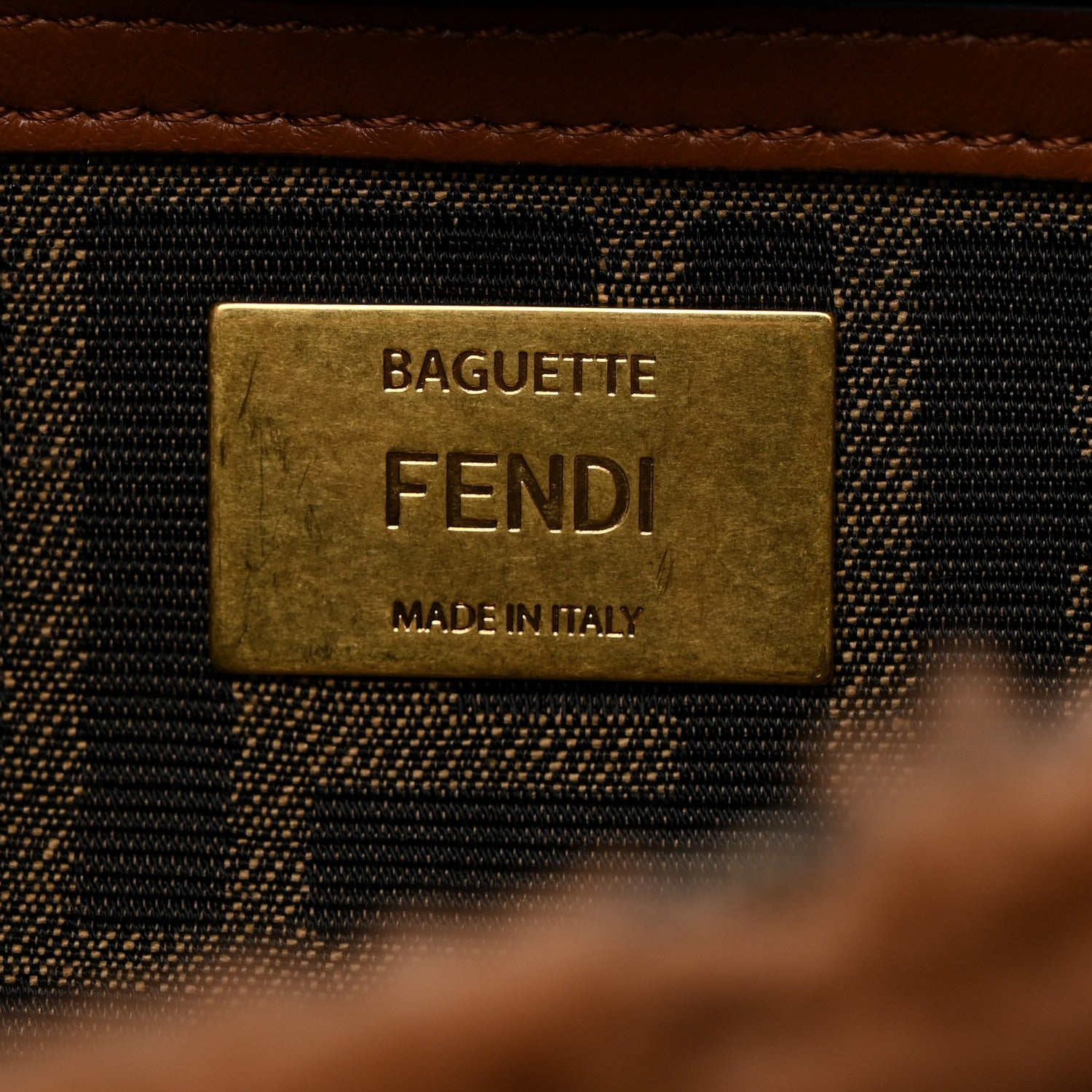 Fendi Shearling Lambskin Midi Chain Baguette Caramello 6 of 10