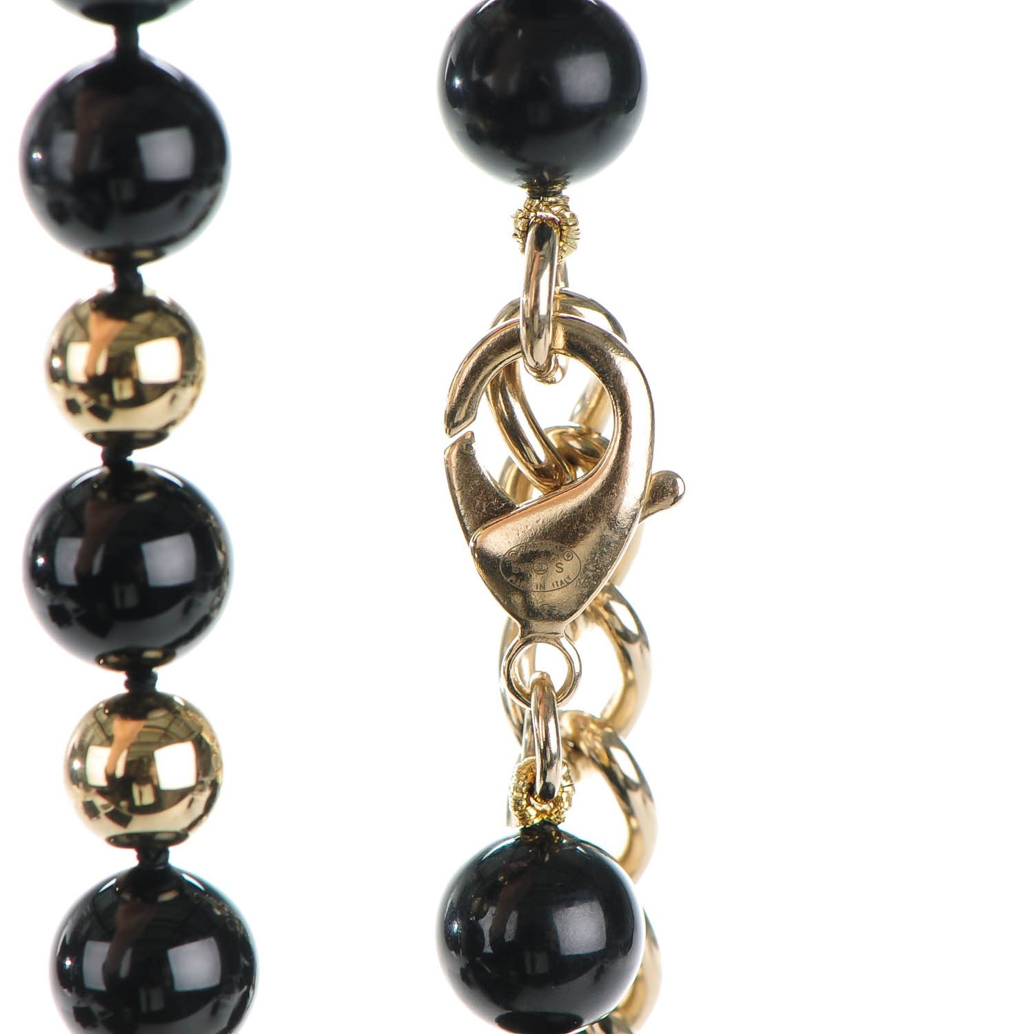 Chanel Bead CC Long Necklace Black Gold 3 of 4