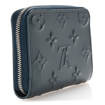 Louis Vuitton Calfskin Debossed Monogram Zippy Coin Purse Blue 3 of 6