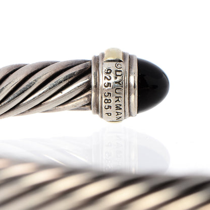 David Yurman Sterling Silver 14K Yellow Gold Black Onyx 7mm Cable Classics Bracelet 5 of 5
