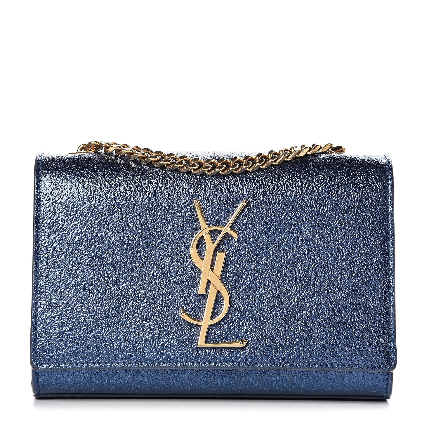 Metallic Calfskin Small Monogram Kate Satchel Navy
