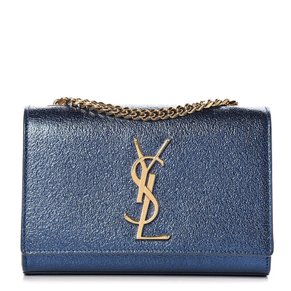 Saint Laurent Metallic Calfskin Small Monogram Kate Satchel Navy 1 of 11