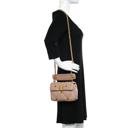 Valentino Garavani Nappa Small Roman Stud Shoulder Bag Rose Cannelle 2 of 9
