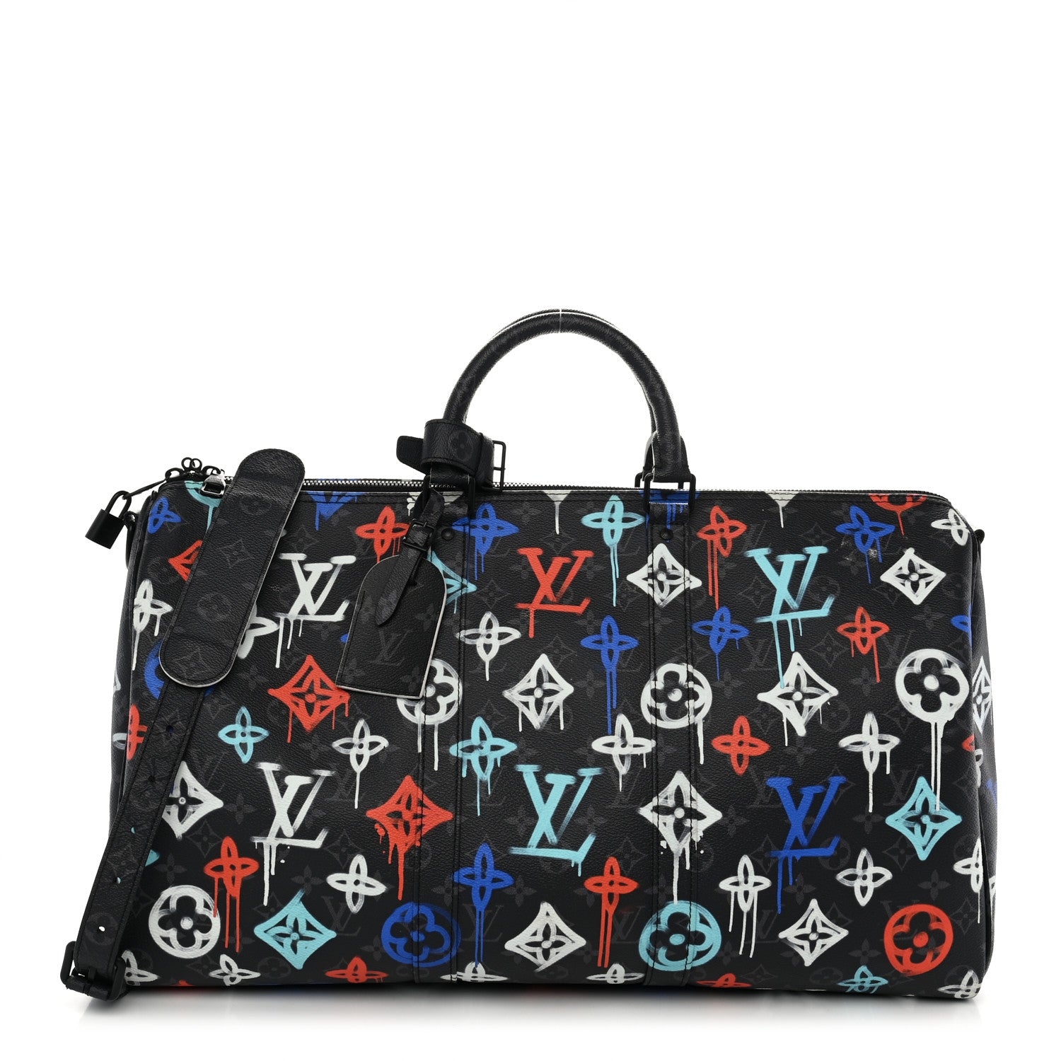 Louis Vuitton Monogram Eclipse LV Graffiti Keepall Bandouliere 50 Multicolor 1 of 8