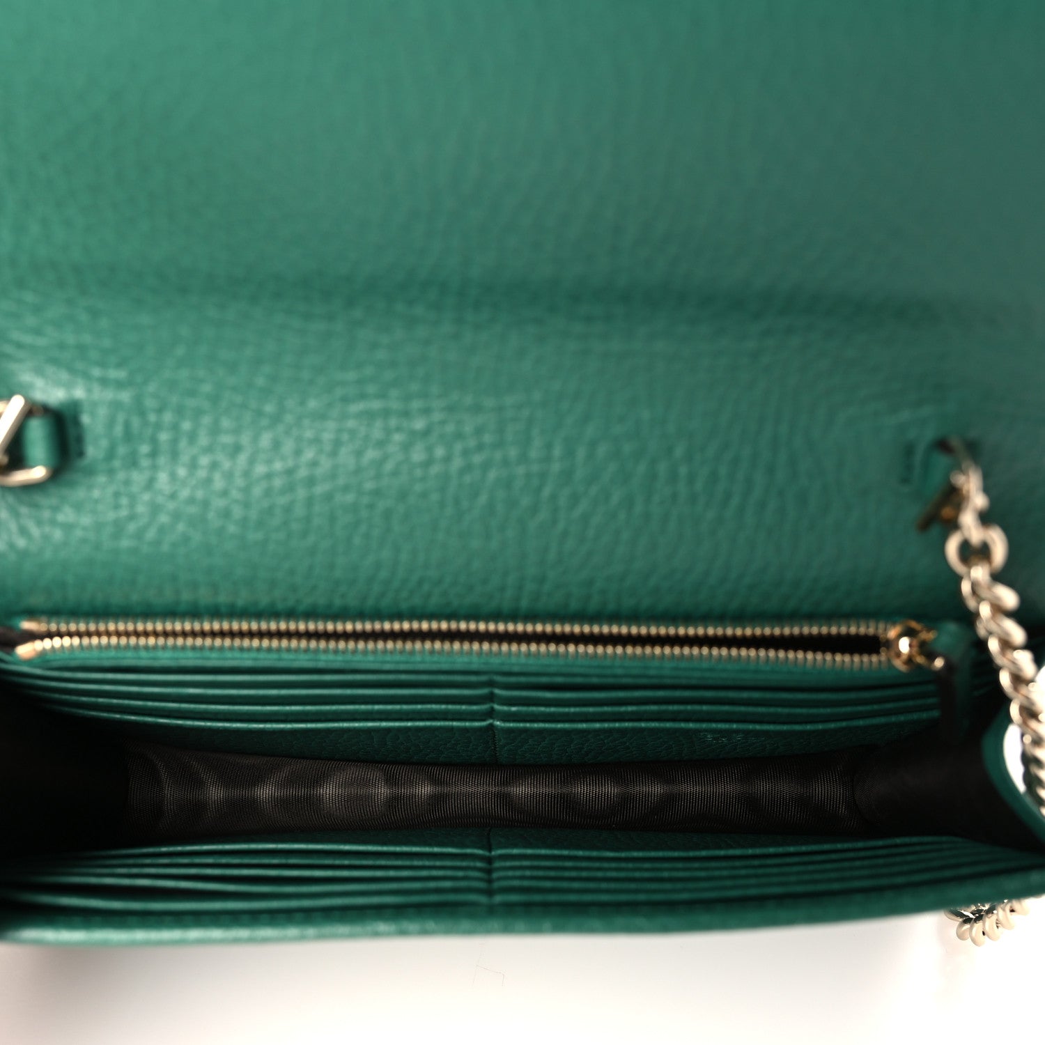 Gucci Dollar Calfskin Interlocking G Chain Wallet Emerald 5 of 9