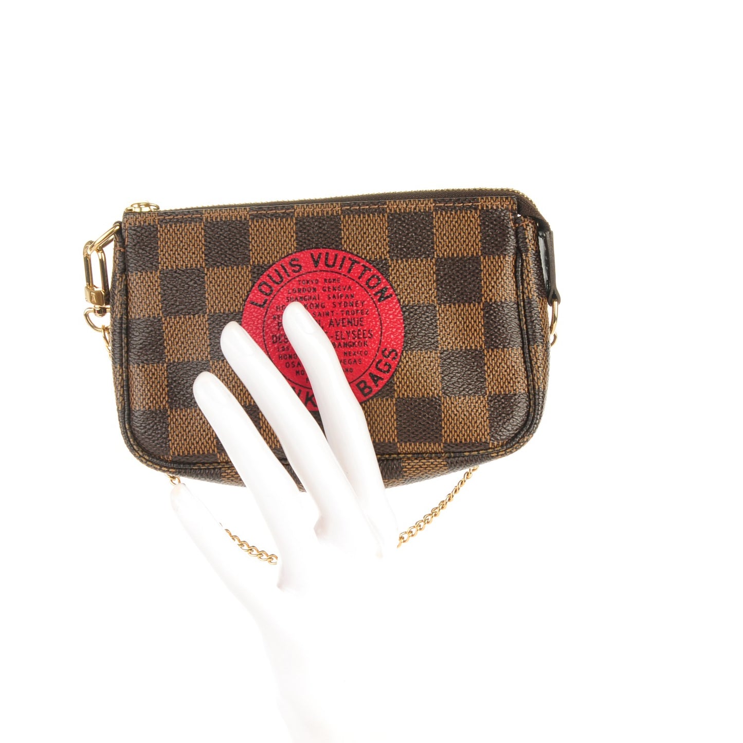 Damier Ebene Complice Trunks and Bags Mini Pochette Accessories Red