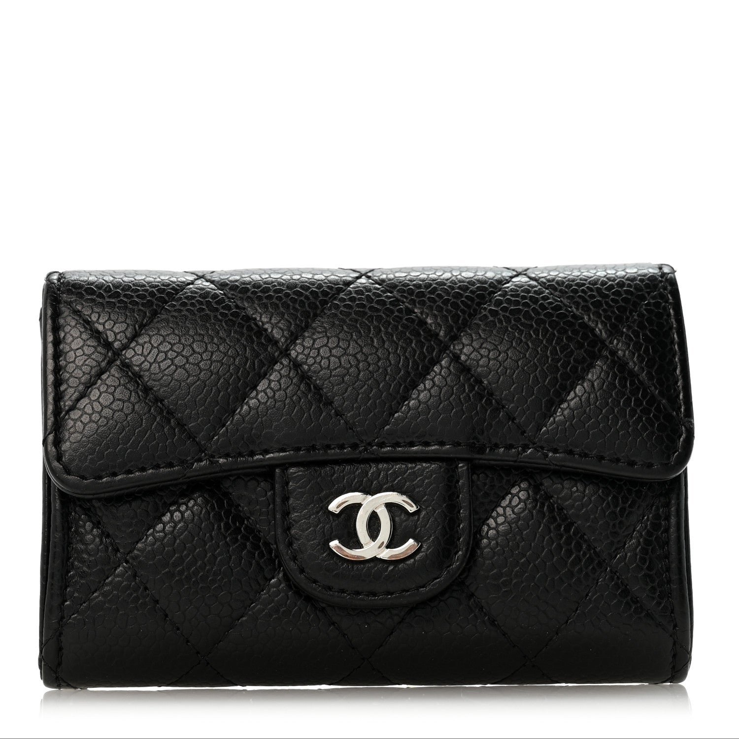 Chanel Caviar Quilted Flap Card Holder Wallet Black 1 of 9