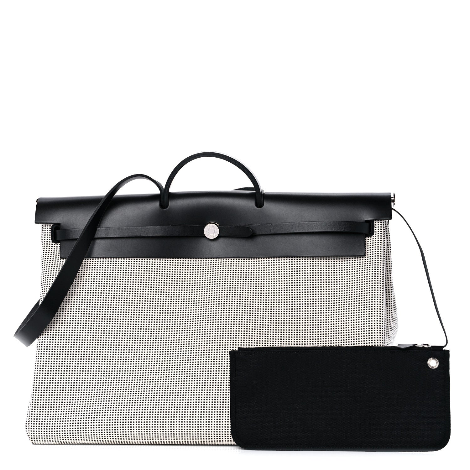 Hermes Criss Viking Vache Hunter Herbag Cabin Zip Retourne 50 Ecru Black 1 of 14