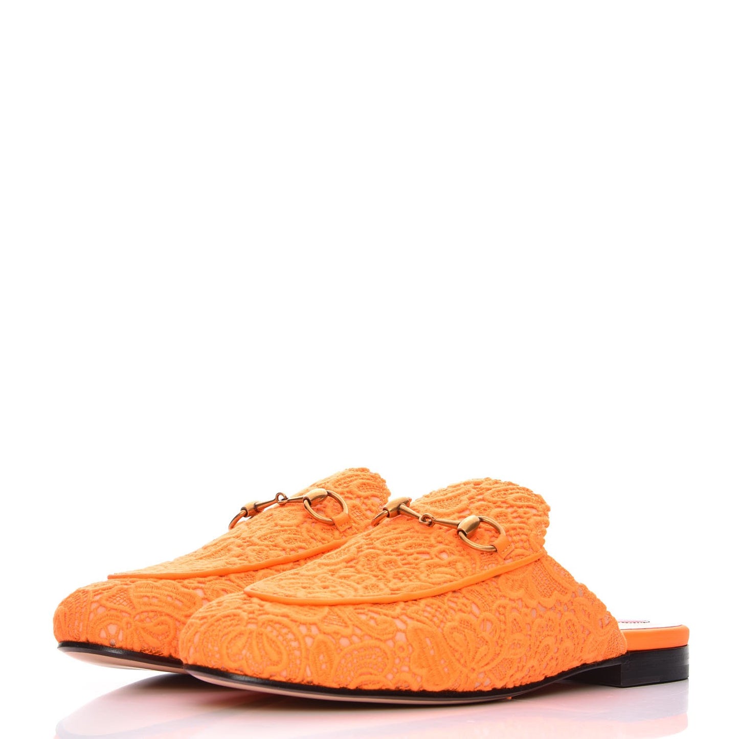 Lace Malaga Kid Womens Princetown Slippers 38 Orange Fluo Skin Rose