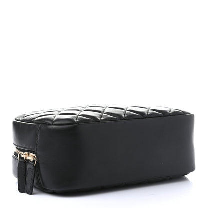 Chanel Lambskin Quilted Medium Curvy Pouch Cosmetic Case Black 4 of 7