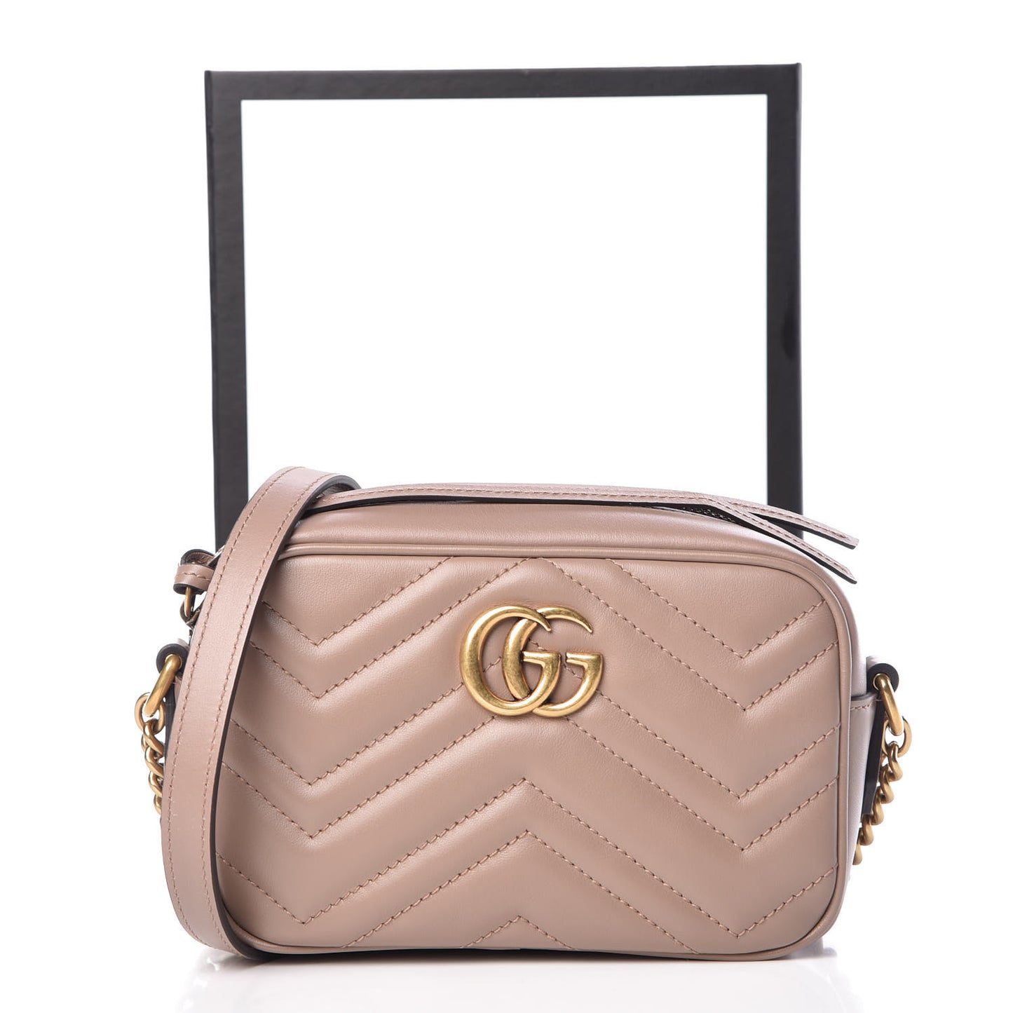 Calfskin Matelasse Mini GG Marmont Chain Shoulder Bag Porcelain Rose