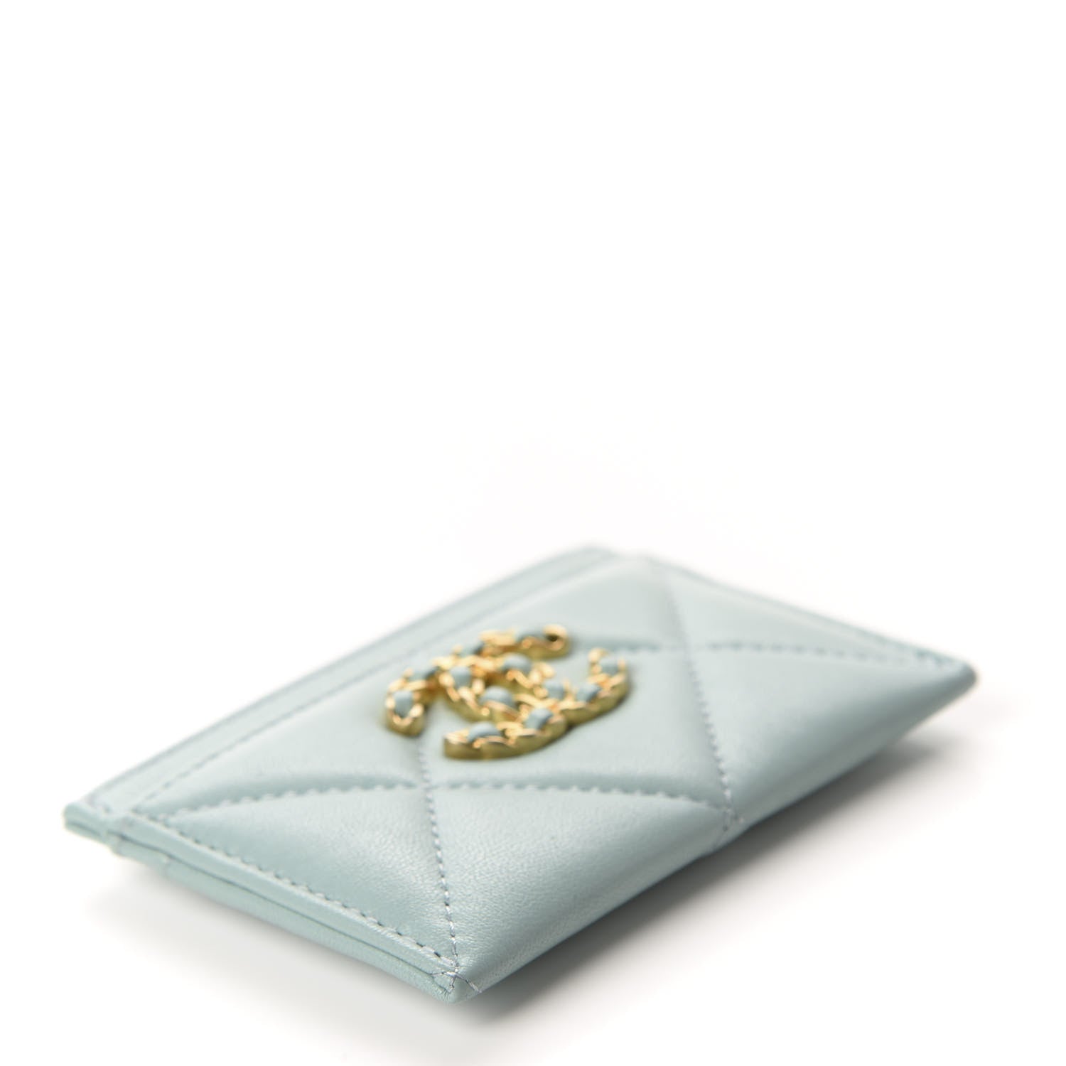 Chanel Shiny Goatskin Quilted 19 Card Holder Light Blue 4 of 8