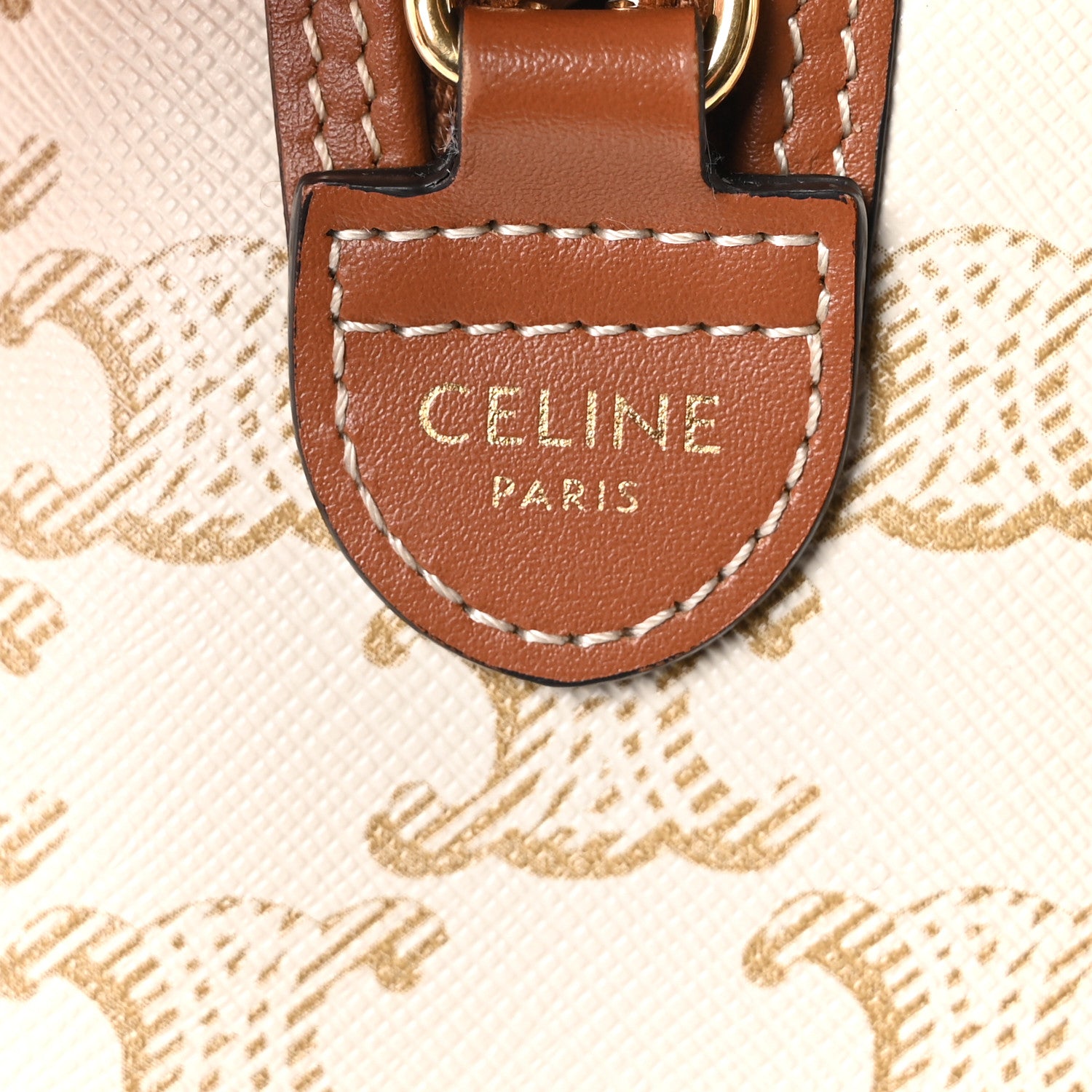 Celine Triomphe Canvas Calfskin Small Boston Bag White 6 of 9