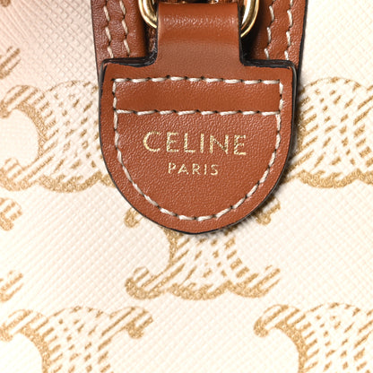 Celine Triomphe Canvas Calfskin Small Boston Bag White 6 of 9