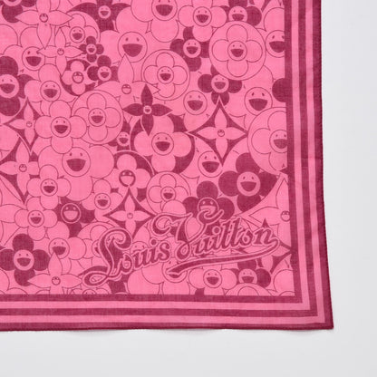 Louis Vuitton Cotton Takashi Murakami Cosmic Blossom Square Scarf Pink 3 of 5