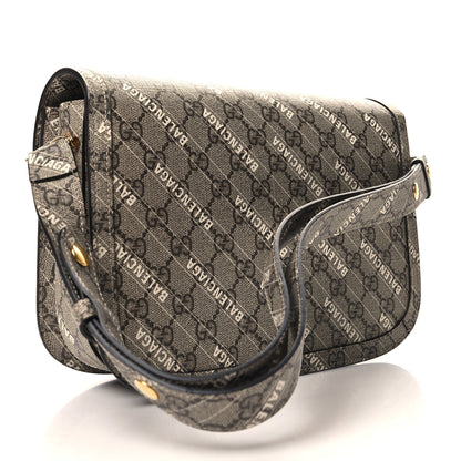 Gucci X BALENCIAGA GG Supreme Monogram Logo Print Horsebit 1955 Shoulder Bag Beige Ebony 3 of 10