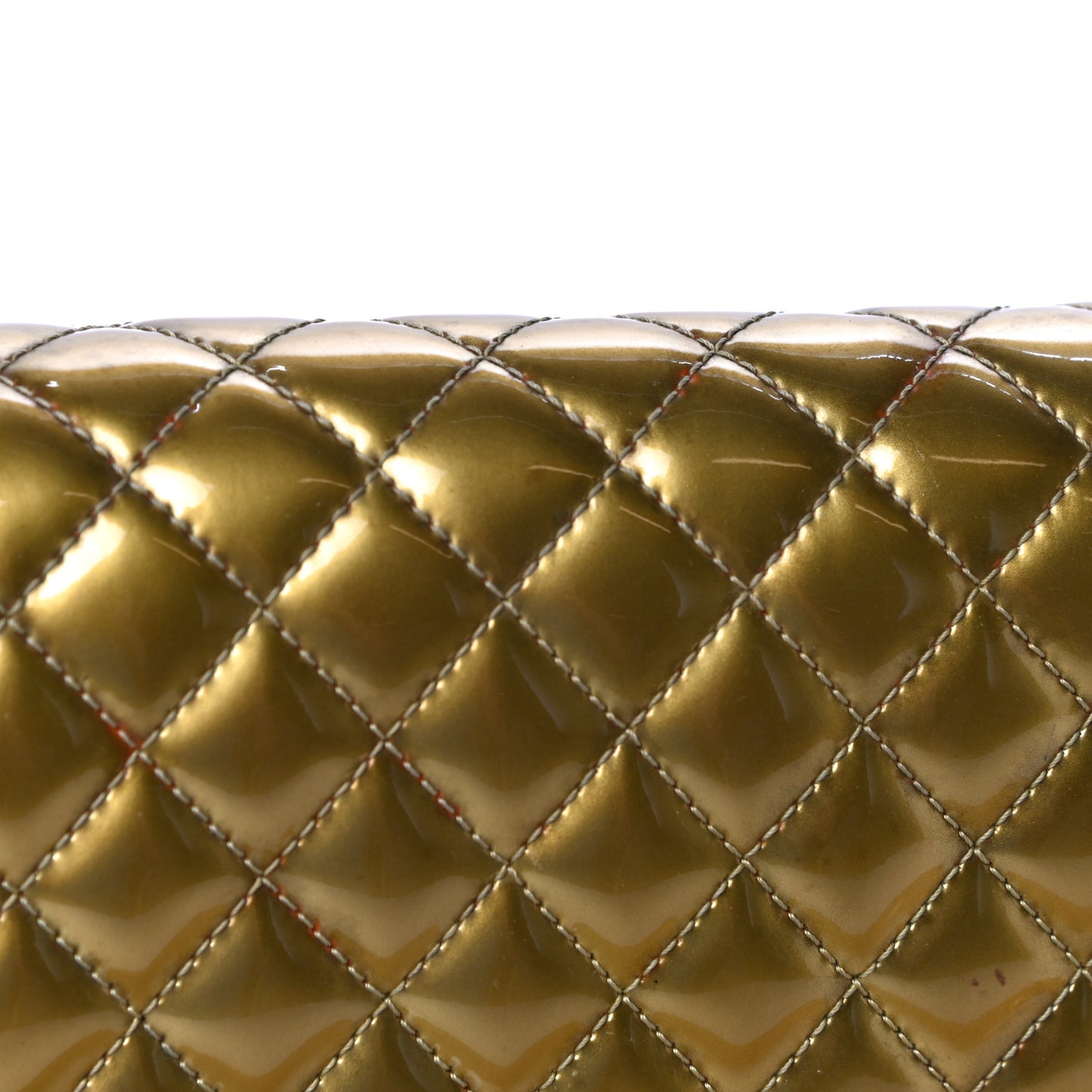 Metallic Patent Calfskin Quilted Medium Boy Flap Gold
