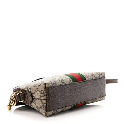 Gucci GG Supreme Monogram Textured Dollar Calfskin Web Small Ophidia Dome Shoulder Bag Beige Ebony New Acero 4 of 12