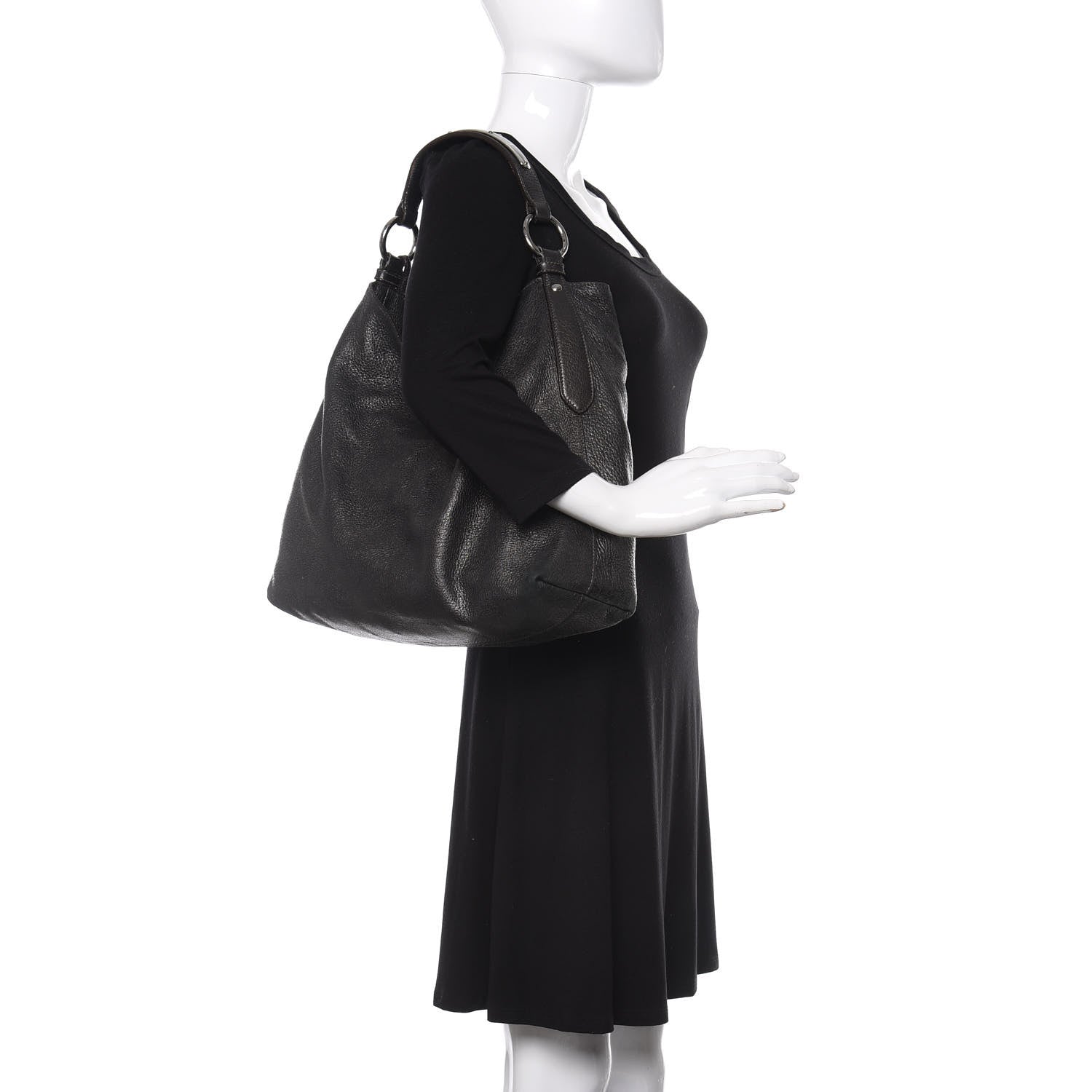 Prada Metallic Vitello Daino Hobo Dark Grey 2 of 15