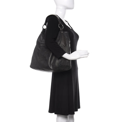 Prada Metallic Vitello Daino Hobo Dark Grey 2 of 15