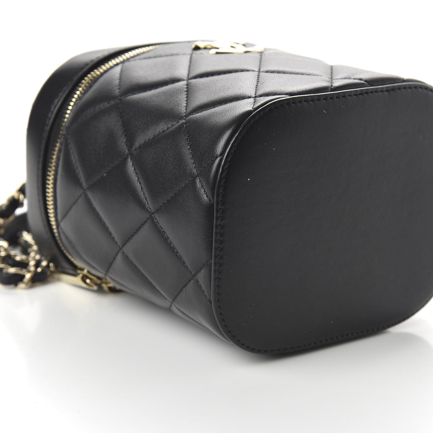 Lambskin Quilted Trendy Vanity Case Black